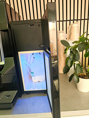 Black table top mini - table, fridge